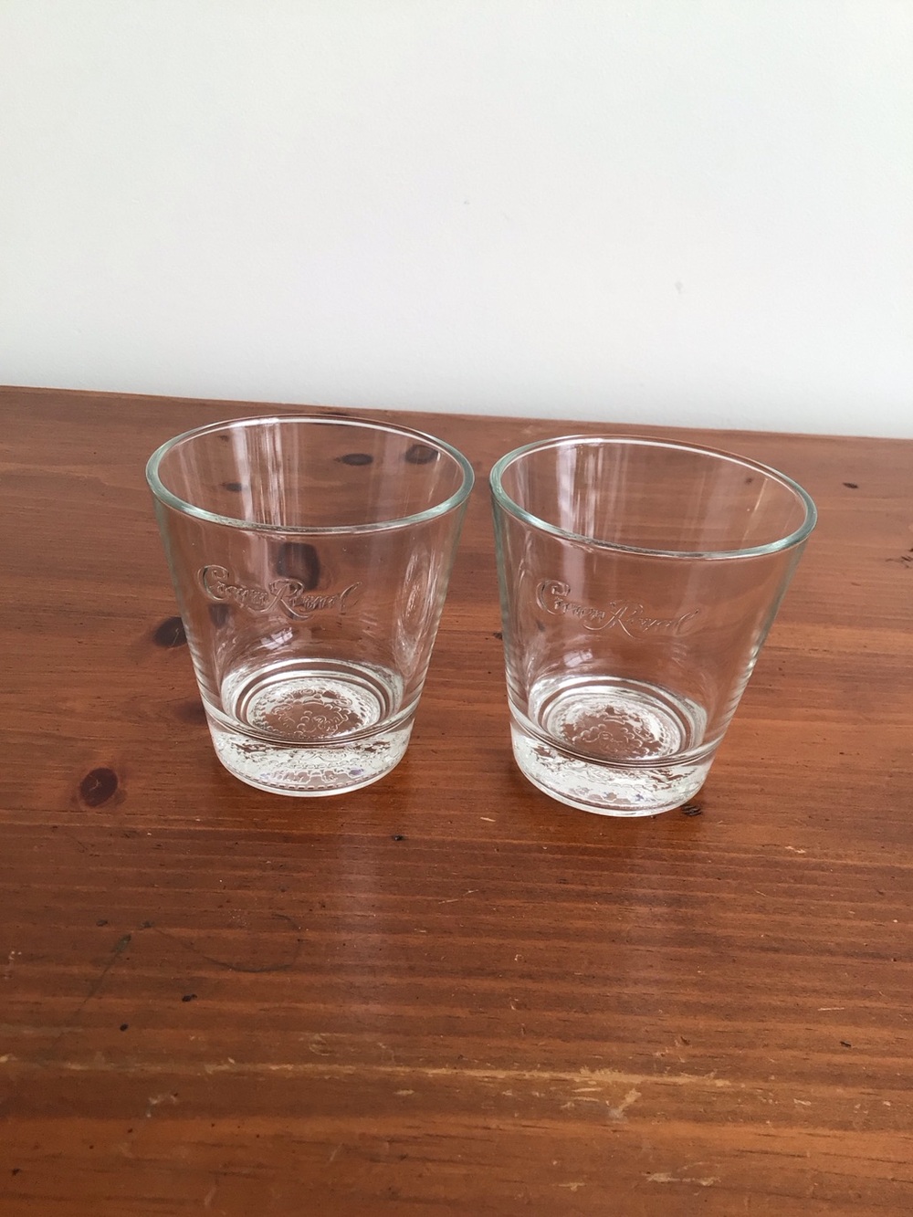 VINTAGE Crown Royal Rocks Glass Round Embossed Bottom Set of Two
